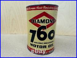 Vintage Full Nos Diamond 760 1-quart Motor Oil Can 30¢ Pricer Outstanding