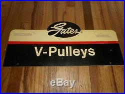 Vintage GATES V PULLEYS FAN BELTS Gas Station Oil Tire Rack Tin Advertising SIGN