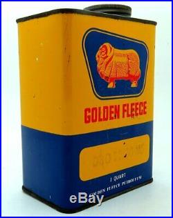 Vintage GOLDEN FLEECE 1 Quart Motor Oil Tin in Excellent Condition