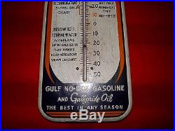 Vintage GULF GULFPRIDE OIL No-Nox Gasoline Thermometer 27 GAS OIL PETRO NICE