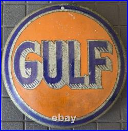 Vintage GULF Oil Advertising Hanger/ Station Sign Insert c1928-36 Mayer Co. Indy
