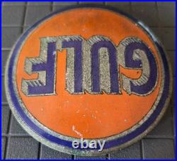 Vintage GULF Oil Advertising Hanger/ Station Sign Insert c1928-36 Mayer Co. Indy