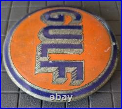 Vintage GULF Oil Advertising Hanger/ Station Sign Insert c1928-36 Mayer Co. Indy