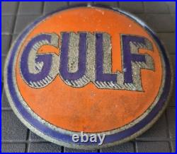 Vintage GULF Oil Advertising Hanger/ Station Sign Insert c1928-36 Mayer Co. Indy