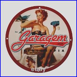 Vintage Gacagem Sericarafia 1929 Oil Porcelain Gas Pump Sign