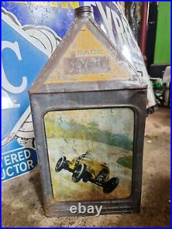 Vintage Gamages Motor Oil 5 Gallon Pyramid Can Automobilia Motoring Collectable