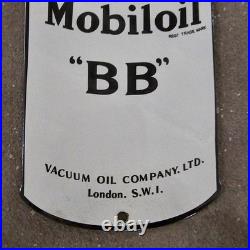 Vintage Gargoyle Mobiloil Bb Old Us Gasoline Oil Gas Pump Enamel Porcelain Sign