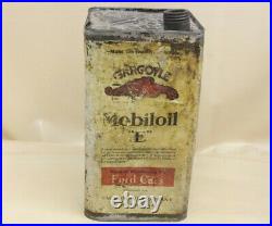 Vintage Gargoyle Mobiloil E Ford Car Engine Oil Tin Can Advertising