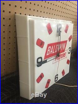 Vintage Gas Oil Shop Working Baldwin Filters Light Up Clock by Kolux