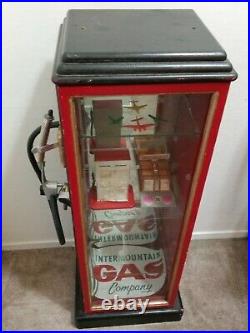 Vintage Gas Pump Display Case Cabinet Station Motor Oil Can Toy Sign Advertising