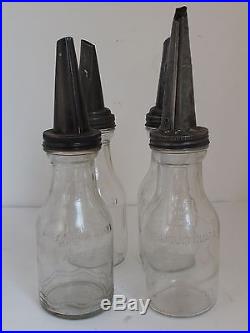 Vintage Gas Station Oil Bottles (8) with Original Carrier