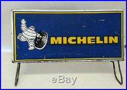 Vintage Gas Station Oil Michelin Enamel Steel Advertising Sign Tire Display