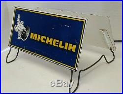 Vintage Gas Station Oil Michelin Enamel Steel Advertising Sign Tire Display