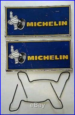 Vintage Gas Station Oil Michelin Enamel Steel Advertising Sign Tire Display