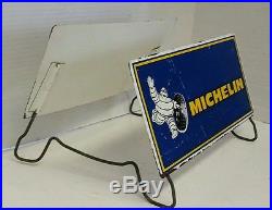 Vintage Gas Station Oil Michelin Enamel Steel Advertising Sign Tire Display