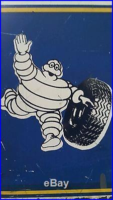 Vintage Gas Station Oil Michelin Enamel Steel Advertising Sign Tire Display