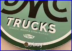 Vintage General Motors Porcelain Dealership Sign Service Trucks Gmc Gas Oil