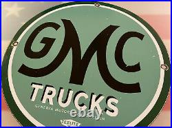 Vintage General Motors Porcelain Dealership Sign Service Trucks Gmc Gas Oil