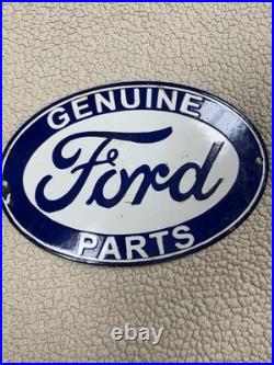 Vintage Genuine Ford Parts Steel Sign, Porcelain Cover, 12 x 8 Blue & White