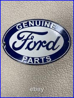 Vintage Genuine Ford Parts Steel Sign, Porcelain Cover, 12 x 8 Blue & White