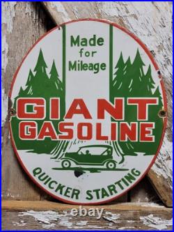 Vintage Giant Gasoline Porcelain Sign Old Gas Pump Plate Car Garage Fuel Oil Co