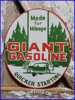 Vintage Giant Gasoline Porcelain Sign Old Gas Pump Plate Car Garage Fuel Oil Co