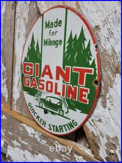 Vintage Giant Gasoline Porcelain Sign Old Gas Pump Plate Car Garage Fuel Oil Co