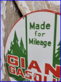 Vintage Giant Gasoline Porcelain Sign Old Gas Pump Plate Car Garage Fuel Oil Co