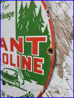 Vintage Giant Gasoline Porcelain Sign Old Gas Pump Plate Car Garage Fuel Oil Co