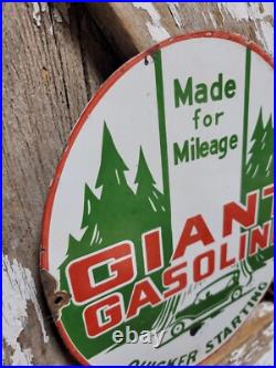 Vintage Giant Gasoline Porcelain Sign Old Gas Pump Plate Car Garage Fuel Oil Co