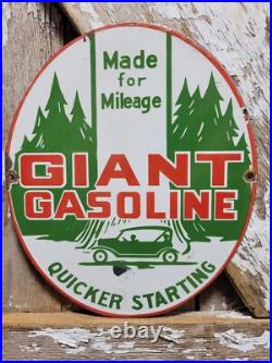 Vintage Giant Gasoline Porcelain Sign Old Gas Pump Plate Car Garage Fuel Oil Co