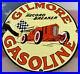 Vintage Gilmore Gasoline 11 3/4 Porcelain Metal Gas & Oil Sign Pump Plate