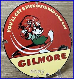 Vintage Gilmore Gasoline Porcelain Sign Gas Station Pump Plate Motor Oil Can