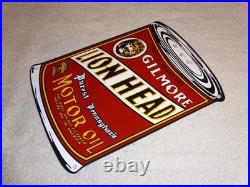 Vintage Gilmore Lion Head Quart Motor Oil Can 11 Porcelain Metal Gasoline Sign