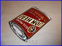 Vintage Gilmore Lion Head Quart Motor Oil Can 11 Porcelain Metal Gasoline Sign