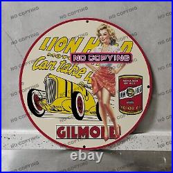 Vintage Gilmore Motor Gas Oil Porcelain Sign Gas Station Garge Advertising
