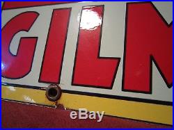 Vintage Gilmore Motor Oil Advertising Heavy Steel Porcelain Sign Gas Garage