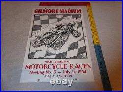 Vintage Gilmore Stadium Motorcycle Races 18 Porcelain Metal Gasoline & Oil Sign