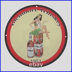 Vintage Glenmore Whiskey 1951 Oil Porcelain Gas Pump Sign