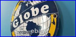 Vintage Globe Gasoline Porcelain Gas Motor Oil Service Station Pump Plate Sign