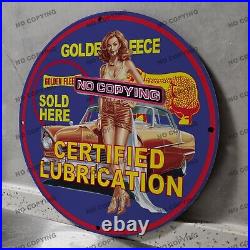 Vintage Golden Fleece Sold Oil Porcelain Sign Gas Station Garge Advertising Oil