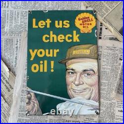 Vintage Golden Shell Motor Oil Service 8x12 Inches Porcelain Enamel Sign