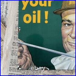 Vintage Golden Shell Motor Oil Service 8x12 Inches Porcelain Enamel Sign