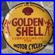 Vintage Golden Shell Oil For Motorcycles 12 Inch Convex Porcelain Enamel Sign