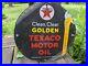 Vintage Golden Texaco Gasoline Motor Oil Porcelain Gas Station Pump Sign