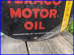 Vintage Golden Texaco Gasoline Motor Oil Porcelain Gas Station Pump Sign