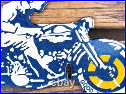 Vintage Good Year Tires Sales & Service Motorcycle Porcelain Gasoline Gas Sign