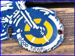 Vintage Good Year Tires Sales & Service Motorcycle Porcelain Gasoline Gas Sign