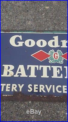 Vintage Goodrich Batteries Metal Sign Tires Gas Oil Garage Battery Service Tin