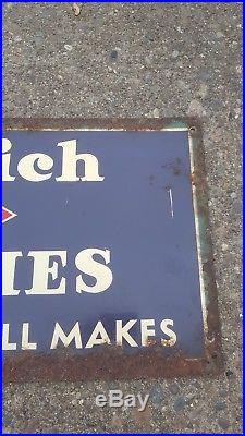 Vintage Goodrich Batteries Metal Sign Tires Gas Oil Garage Battery Service Tin